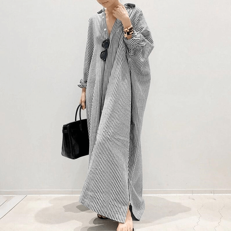Yemaya - Oversized maxi dress with stripes-DESTINY