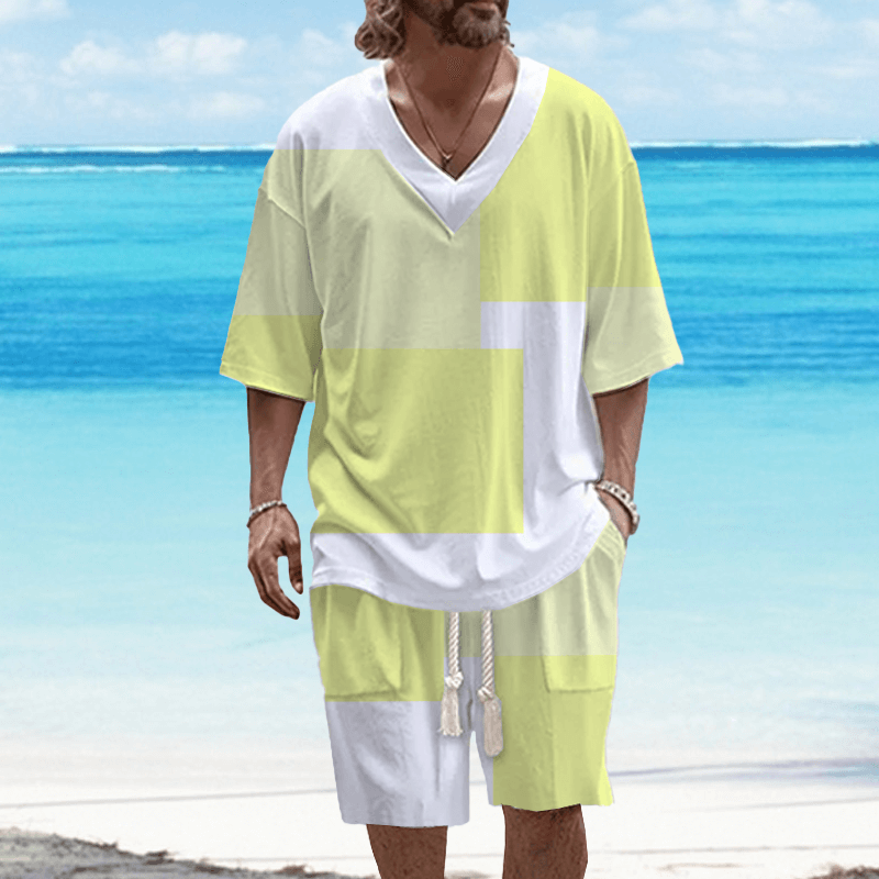 Men's Art Casual Printed Short Sleeve Set 49245322L-DESTINY