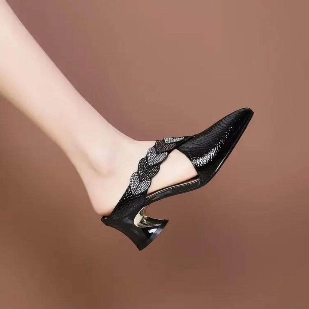 Lace mules with braided strap detail-DESTINY