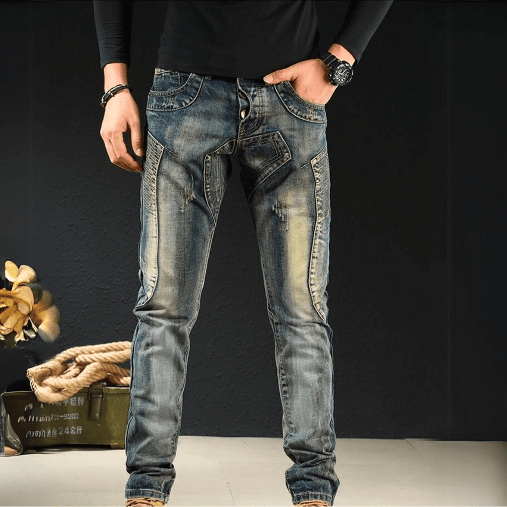 Classic Patched Denim Jeans-DESTINY