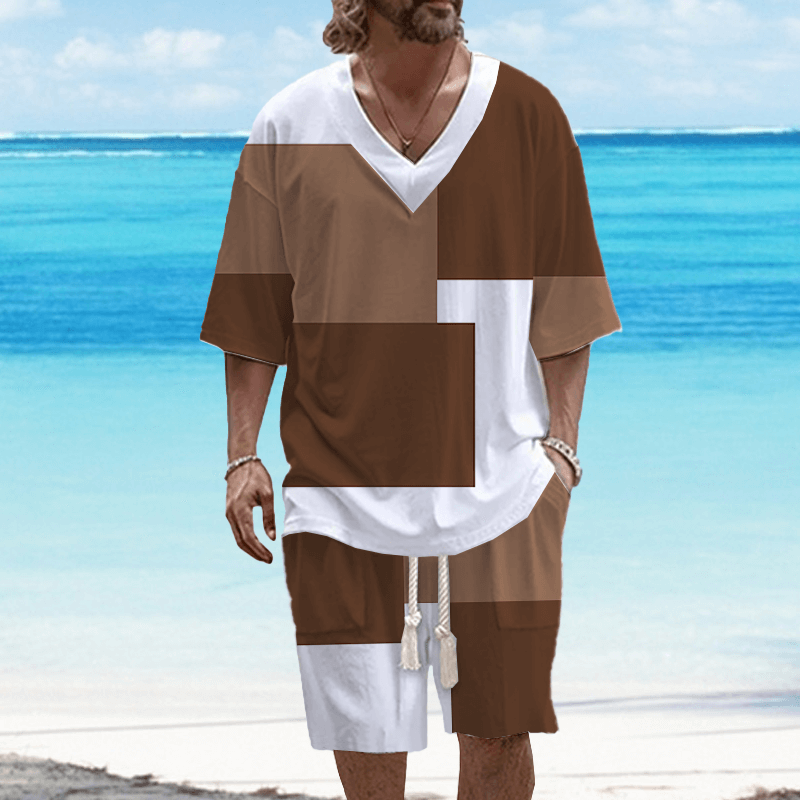 Men's Art Casual Printed Short Sleeve Set 49245322L-DESTINY