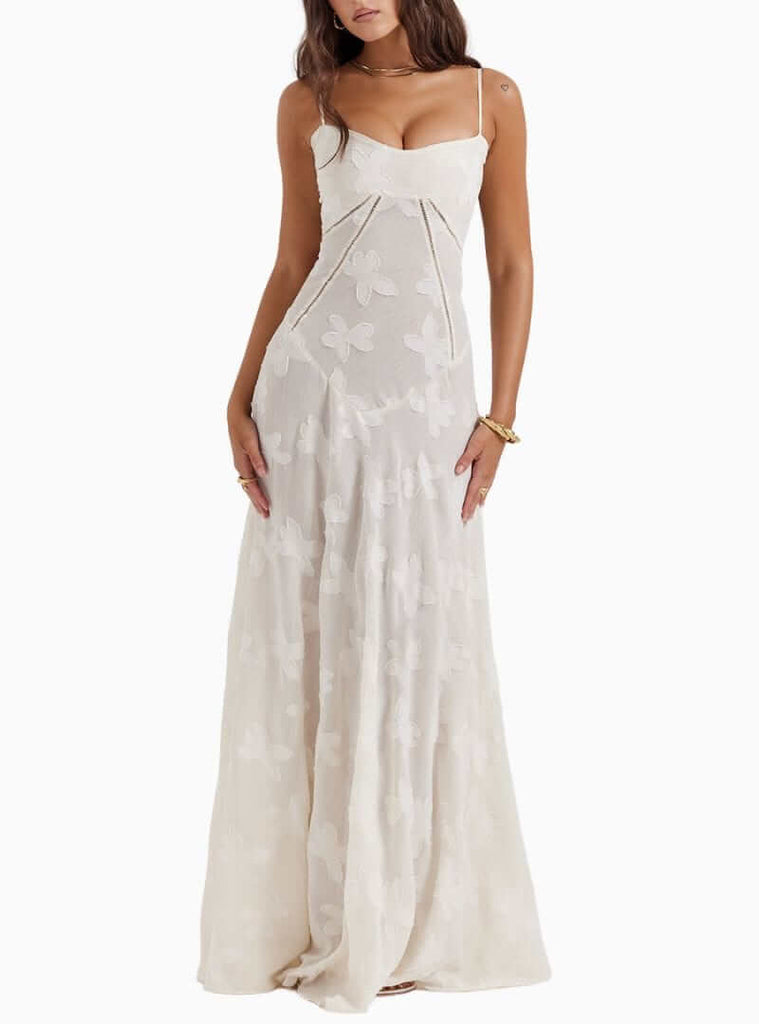 Vintage V-neck long dress: Lightweight, stretchy and corset-like lacing-DESTINY