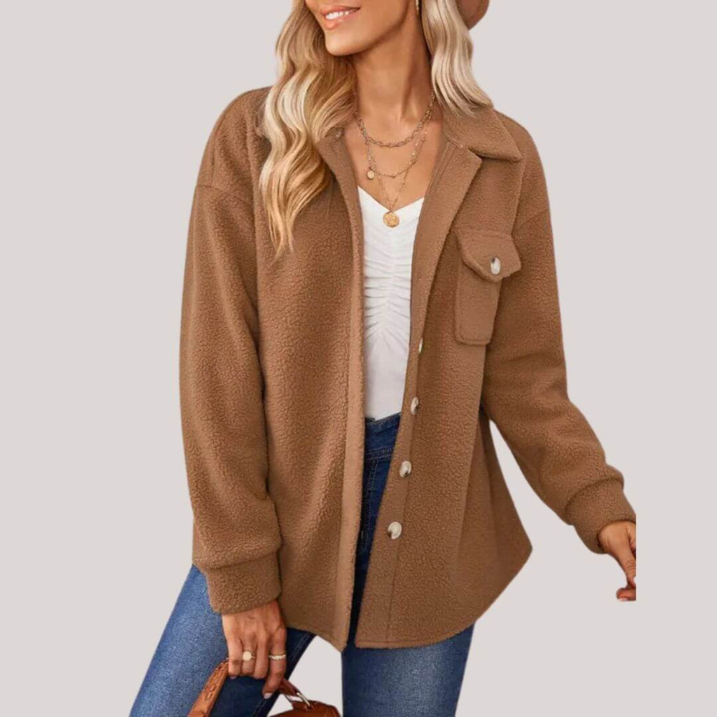 Plush jacket with lapel collar-DESTINY