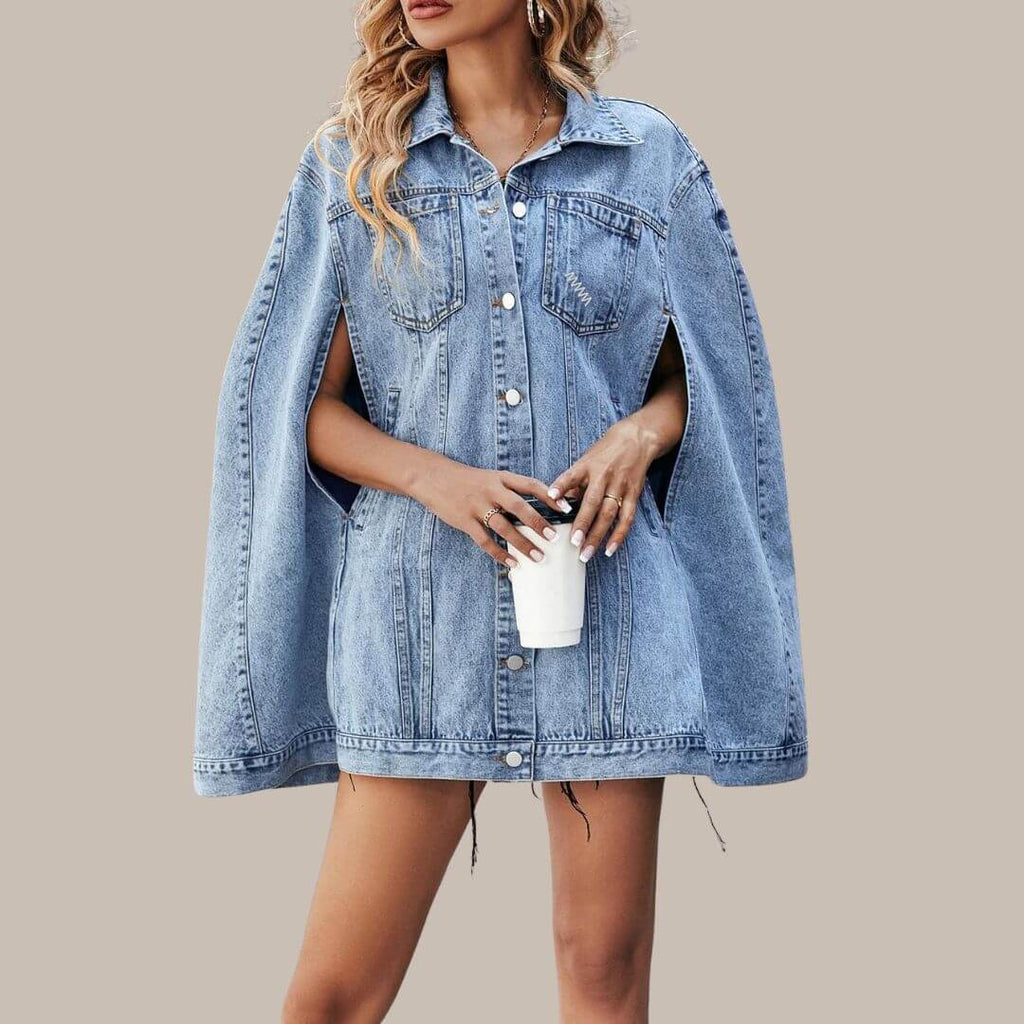 Harper - Oversized denim jacket with classic button details-DESTINY
