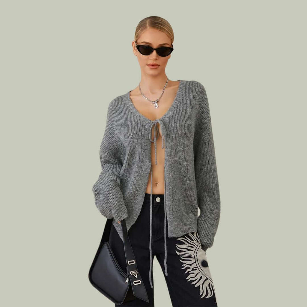 Alyssa - Cardigan with drawstring at the front-DESTINY