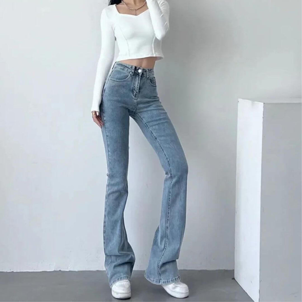Ara | High-waisted jeans with heart fringes-DESTINY