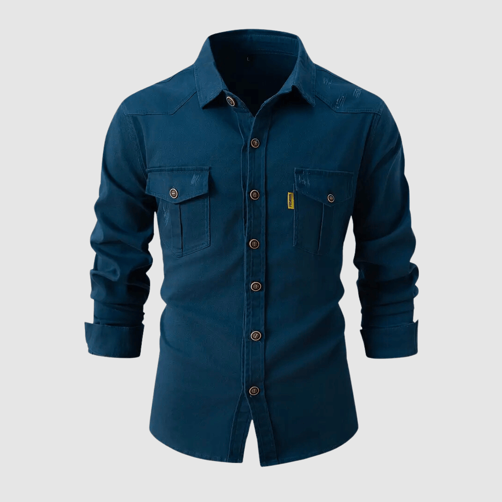 Cargo long sleeve button jacket with pockets for men-DESTINY