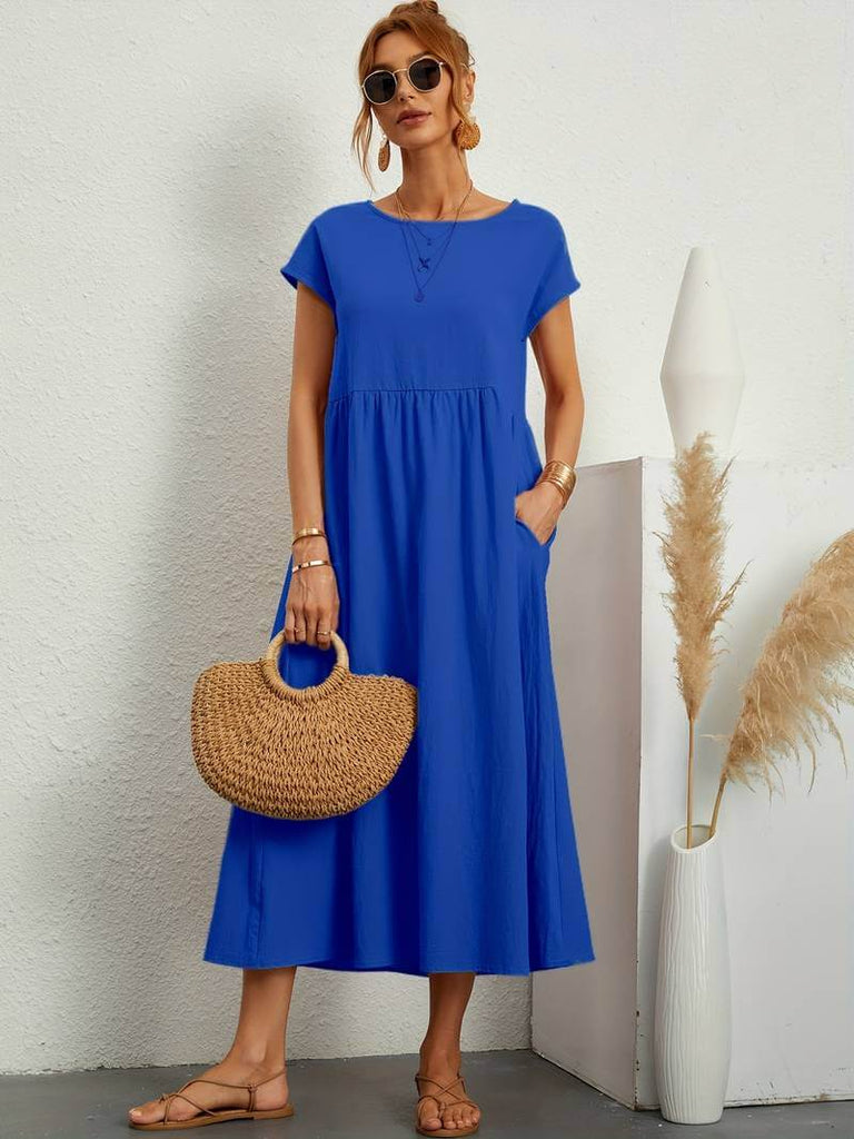 Solena - Casual, loose summer dress with pockets-DESTINY