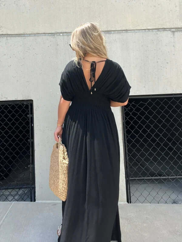 Lit V-Neck Effortless Maxi Long Dress-DESTINY