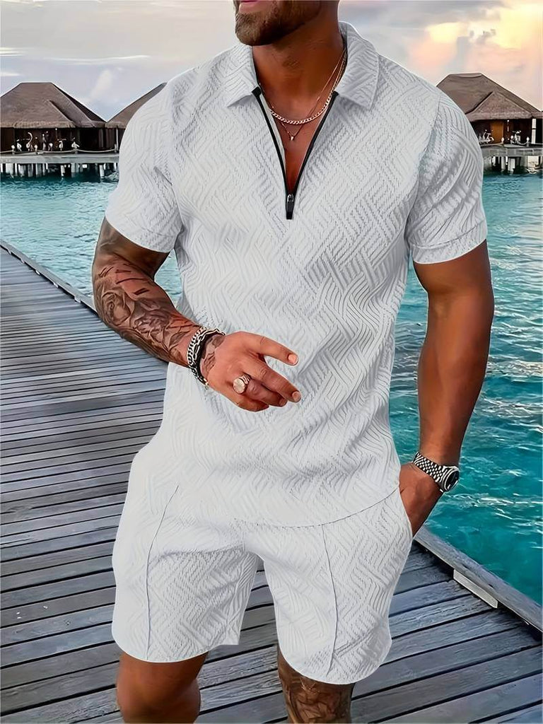 Noah - solid digital print summer set for men-DESTINY