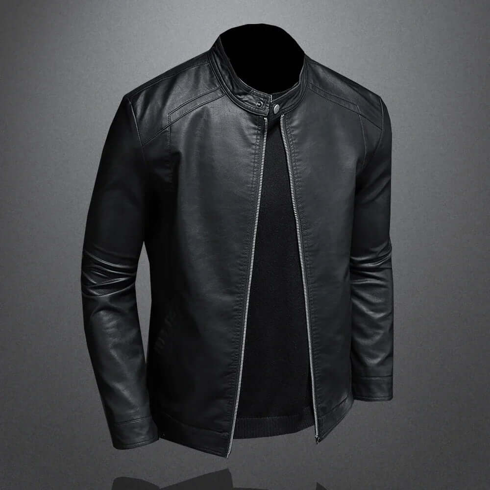 Leather-like Jacket Stand-Up Collar-DESTINY