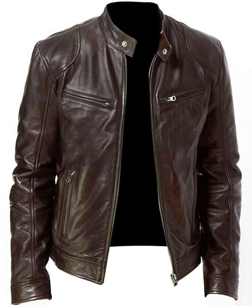 Fashion Men's Vegan Leather Jacket-DESTINY