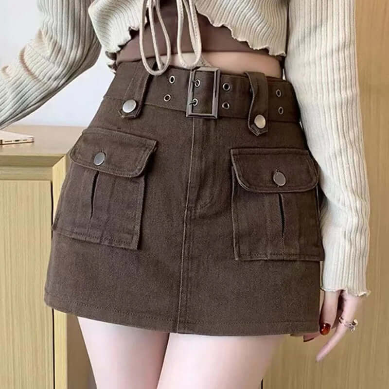 Aria - High-waisted skort with utility pockets-DESTINY