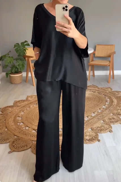 Antonia - Stylish two-piece satin set-DESTINY