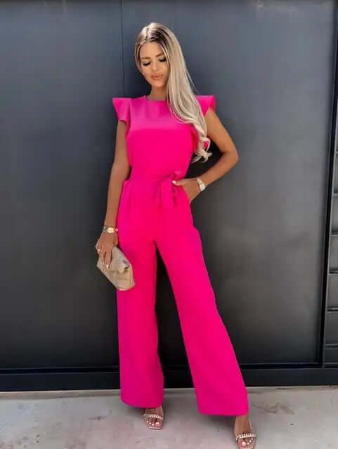 Cerys - Elegant jumpsuit with ruffles and belt-DESTINY