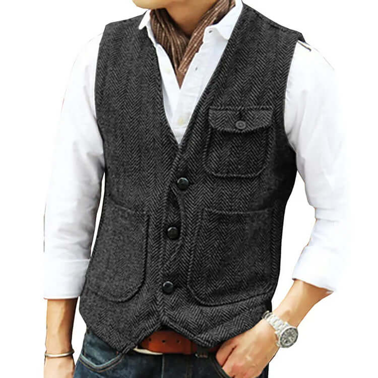 Alessandro - Men's suit cashmere-like single-breasted waistcoat-DESTINY