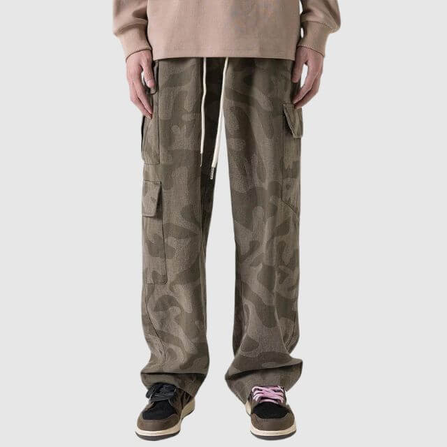 Carson - Casual cargo trousers in camouflage pattern-DESTINY