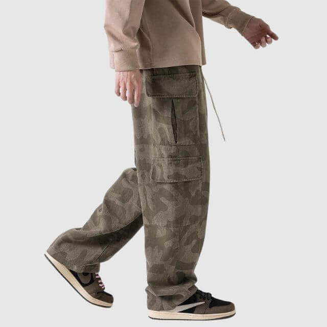 Carson - Casual cargo trousers in camouflage pattern-DESTINY