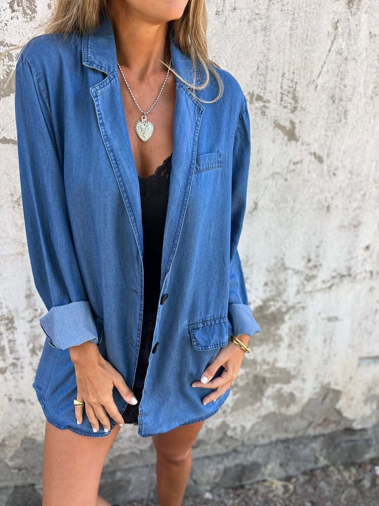 Elegant Denim Casual Jacket-DESTINY