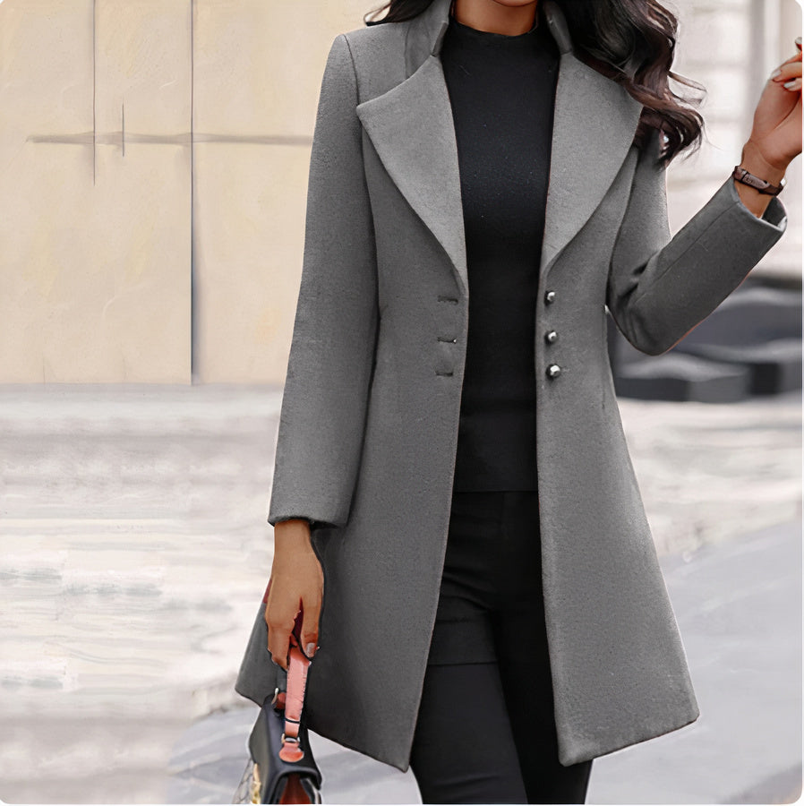 Wool coat with long sleeves for women - Stylish design for modern women-DESTINY