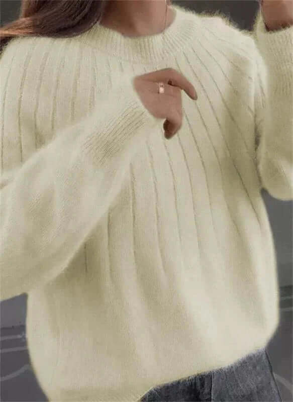 Fluffy cashmere-like knitted jumper-DESTINY