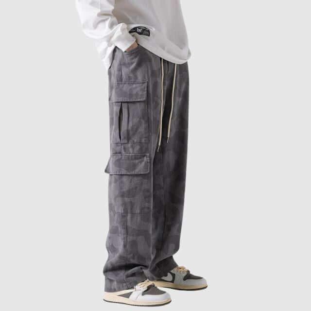 Carson - Casual cargo trousers in camouflage pattern-DESTINY
