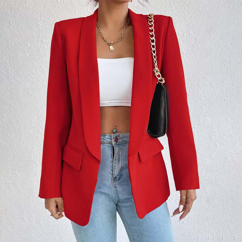 Professional Chic Blazer With Open Front and Long Sleeves-DESTINY
