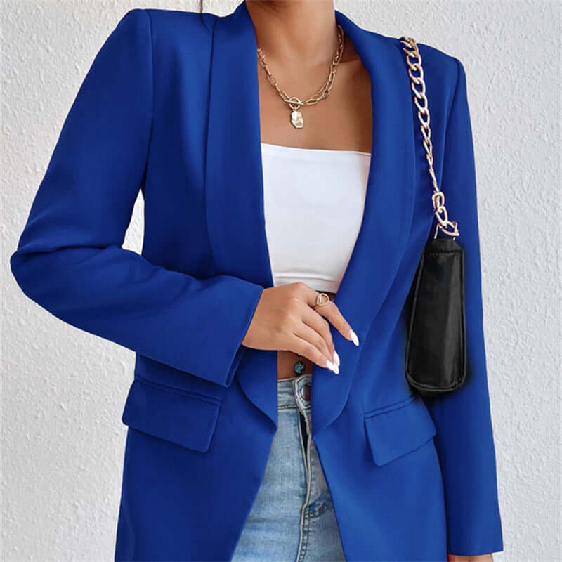 Professional Chic Blazer With Open Front and Long Sleeves-DESTINY