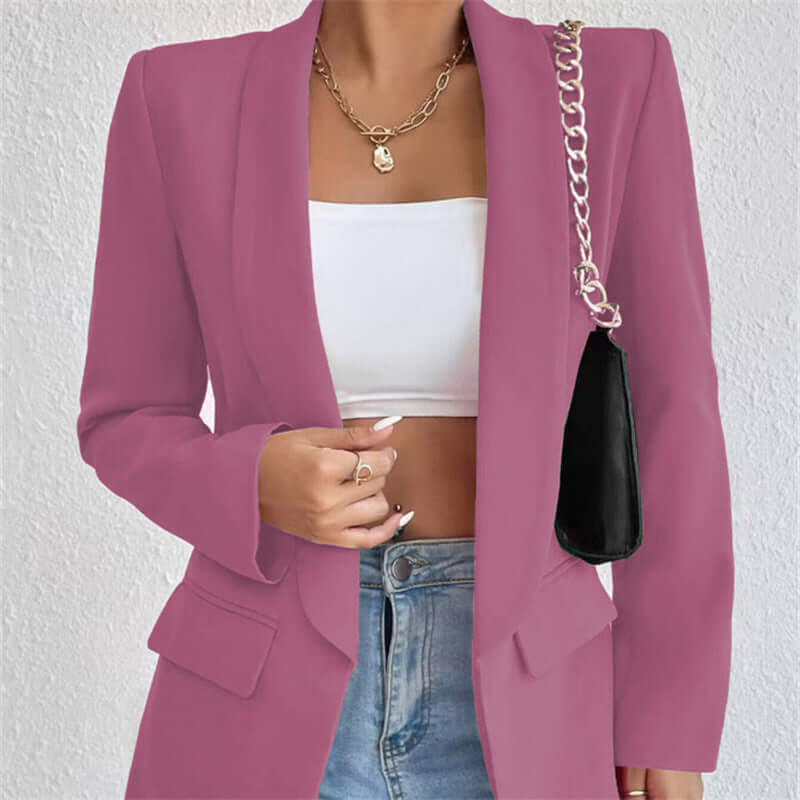 Professional Chic Blazer With Open Front and Long Sleeves-DESTINY