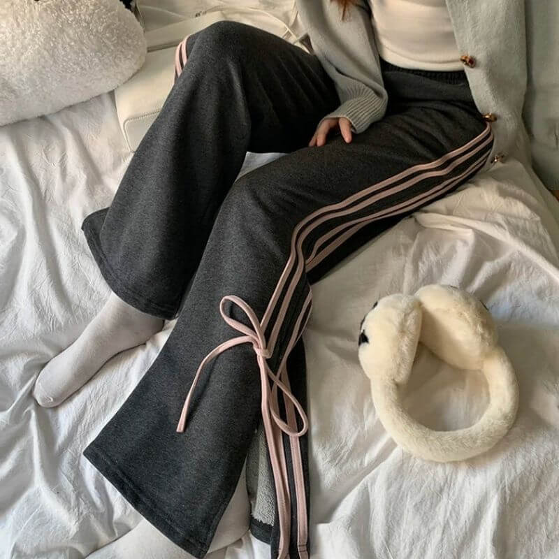 Casual wide training trousers with side ties-DESTINY