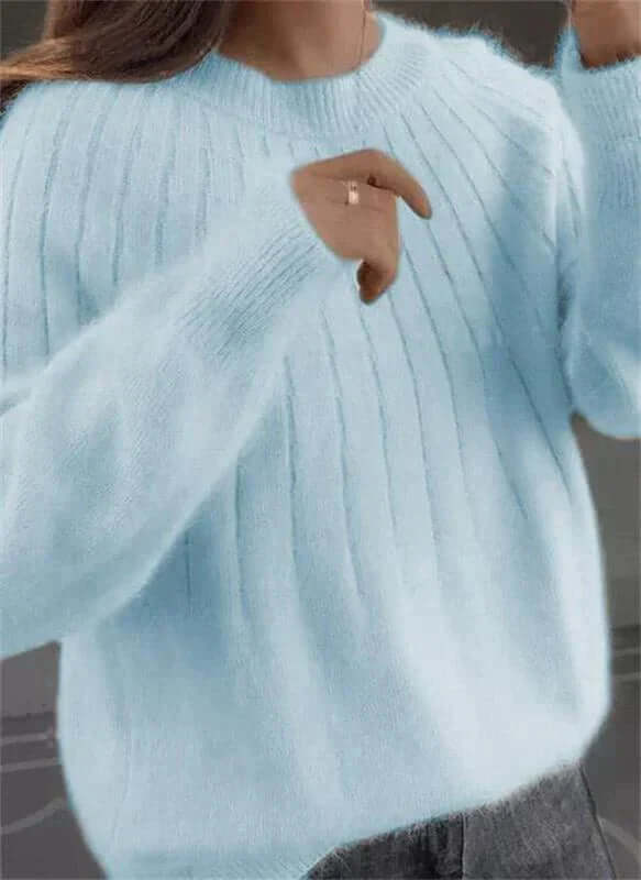 Fluffy cashmere-like knitted jumper-DESTINY