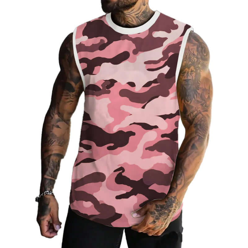 Men's Spring/Summer Printed Regular Fit Crew Neck Vest 11567669YM-DESTINY