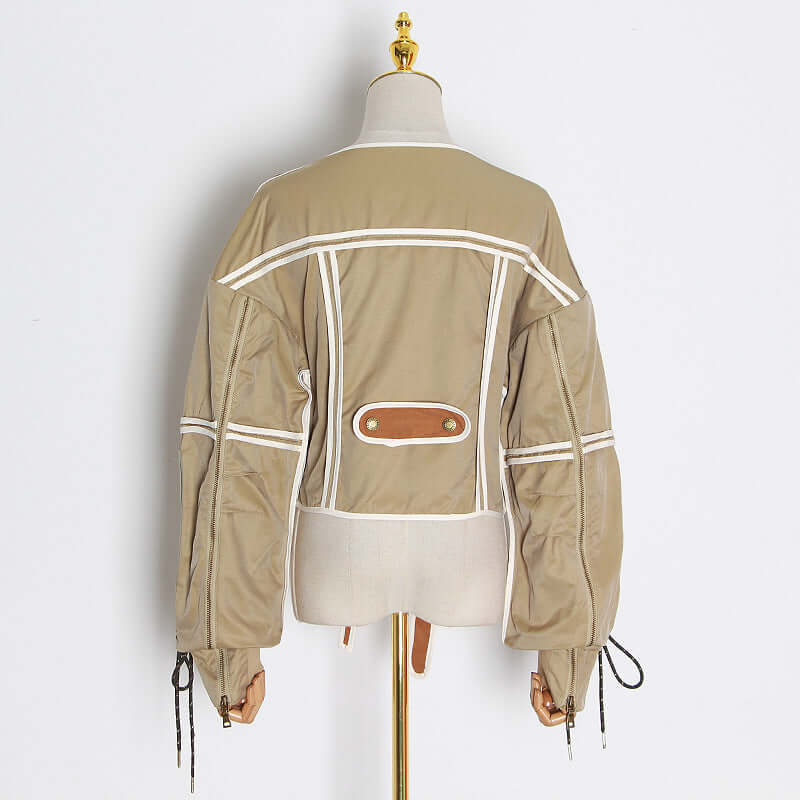 Trendy Women's Waist Tight Machine Jacket Blouse-DESTINY