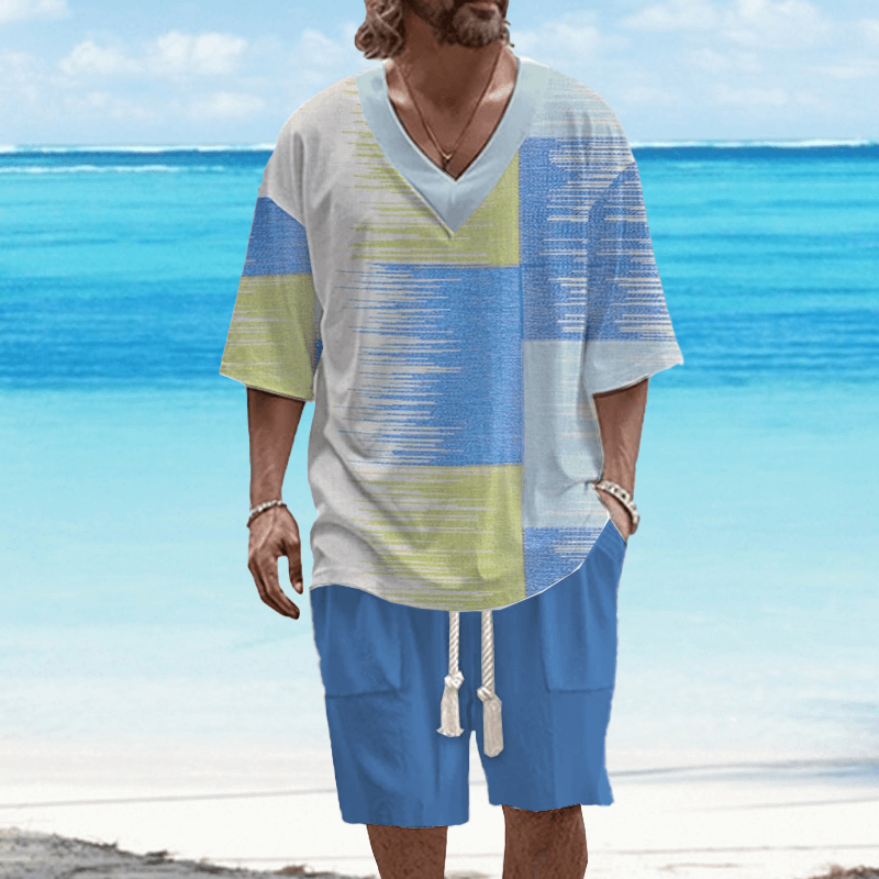 Men's Art Casual Printed Short Sleeve Set 83487397L-DESTINY