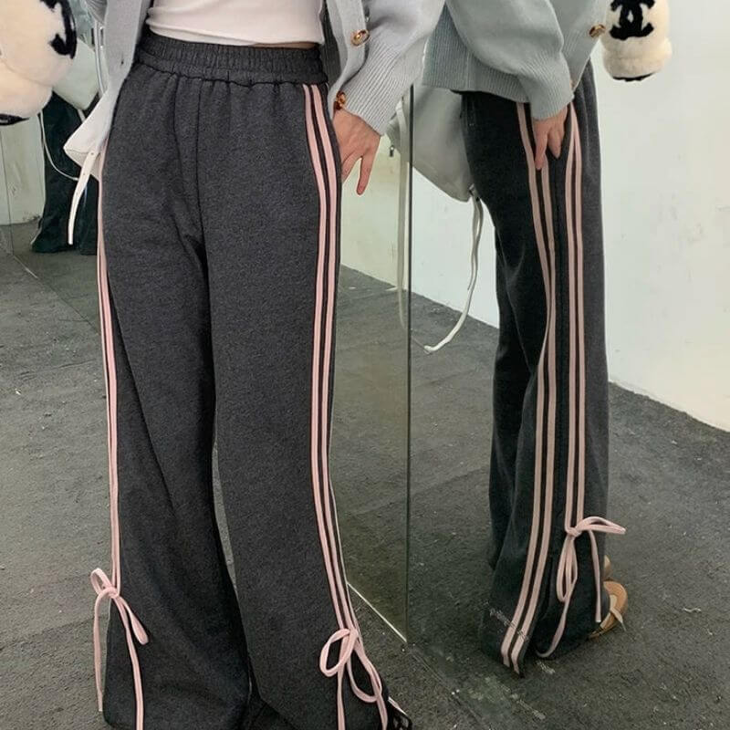 Casual wide training trousers with side ties-DESTINY