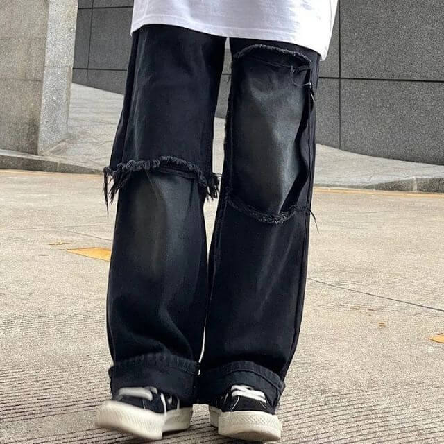 Maverick - Casual cargo trousers with frayed accents-DESTINY