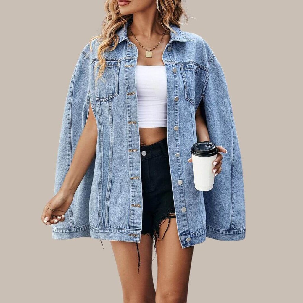 Harper - Oversized denim jacket with classic button details-DESTINY