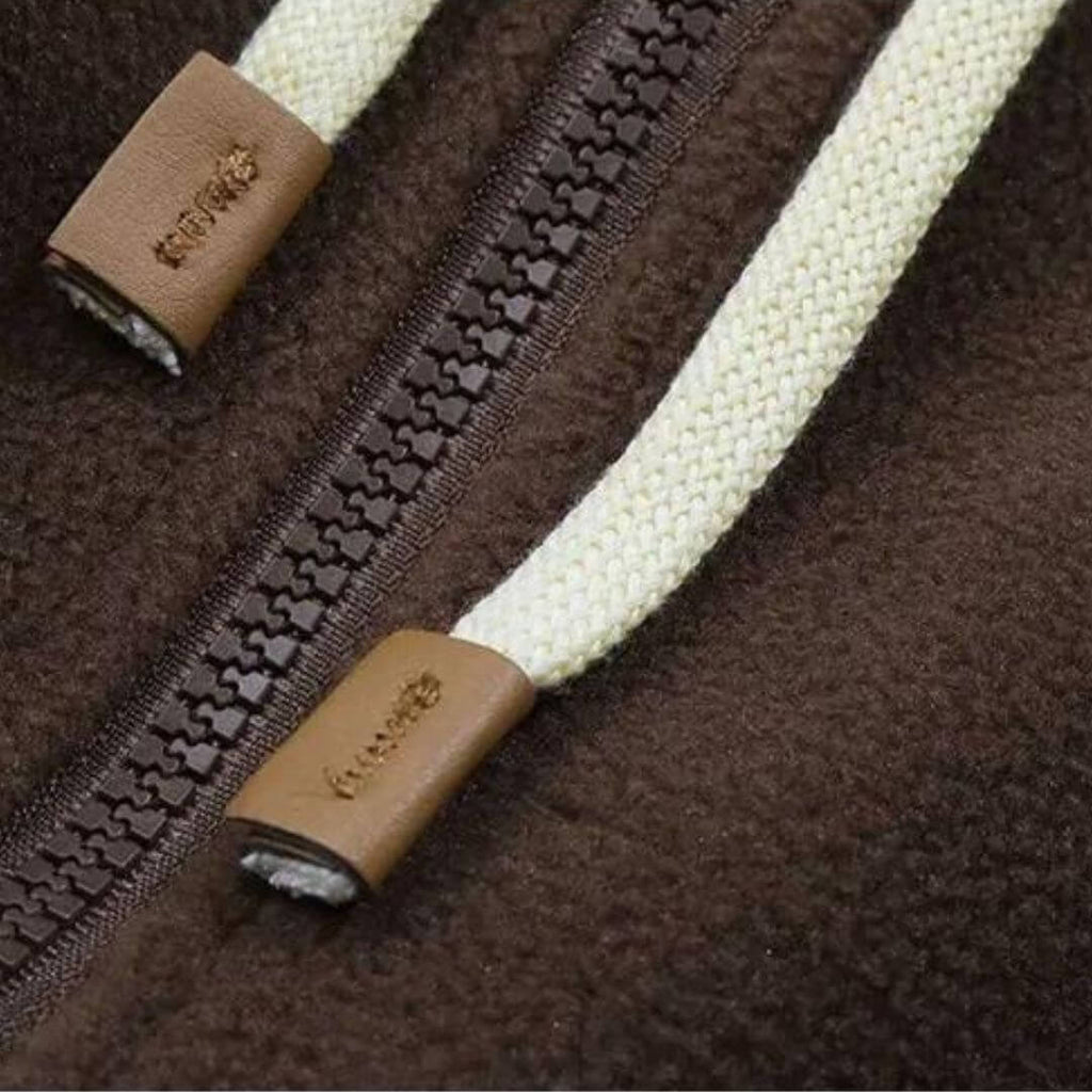 Leah - Hooded fleece jacket with patchwork design-DESTINY