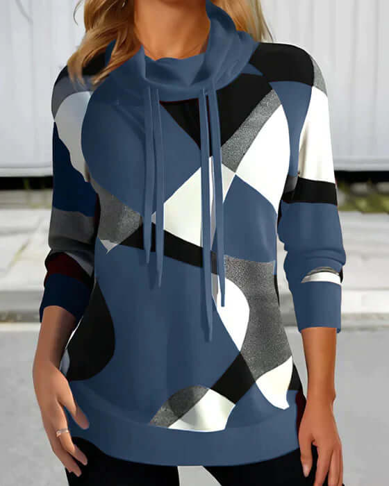 Hooded top with high collar and contrasting colour-DESTINY