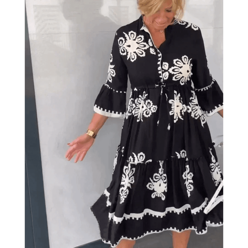 Aiza - Floral dress with 3/4 sleeves-DESTINY