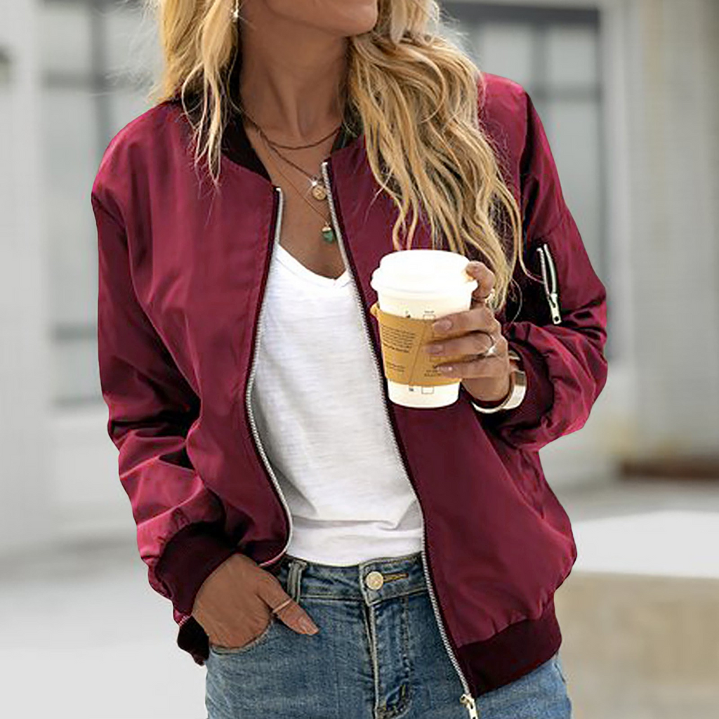 Lightweight bomber jacket with zip - Comfortable and versatile - Perfect for chilly days-DESTINY