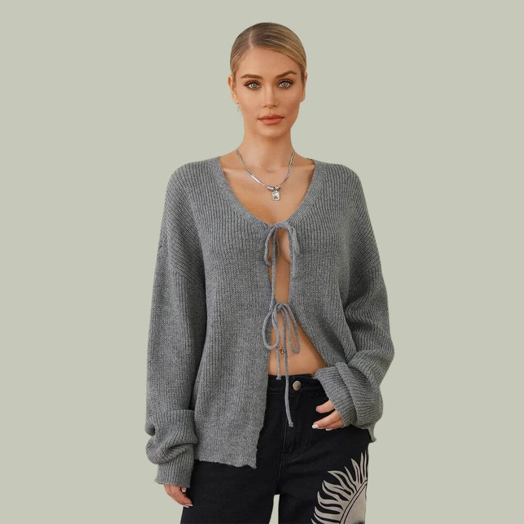 Alyssa - Cardigan with drawstring at the front-DESTINY