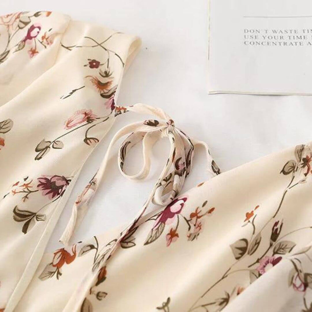 Clarissa - Elegant floral print midi dress-DESTINY