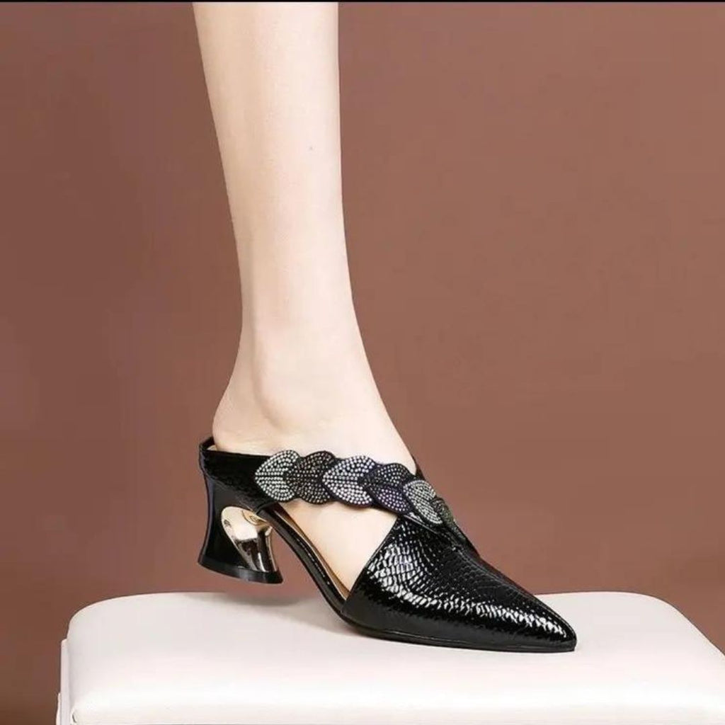 Lace mules with braided strap detail-DESTINY