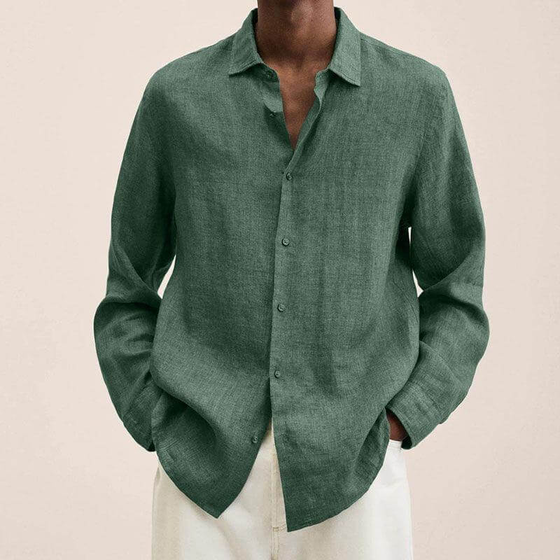 Finnian - Long-sleeved linen-like shirts for men-DESTINY