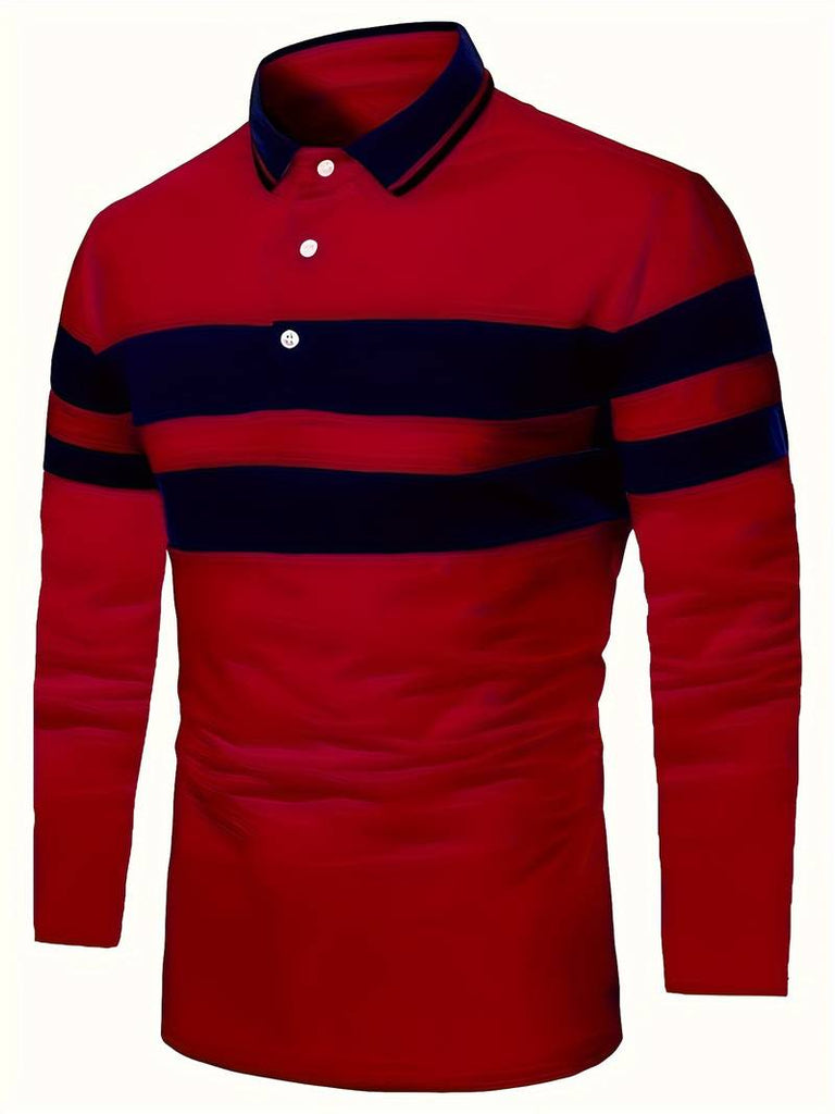 Christopher – casual color block long sleeve shirt-DESTINY