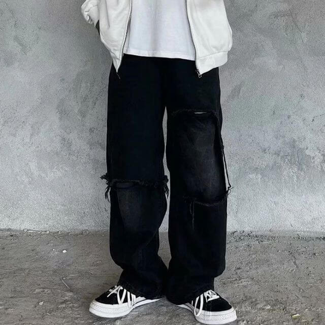 Maverick - Casual cargo trousers with frayed accents-DESTINY