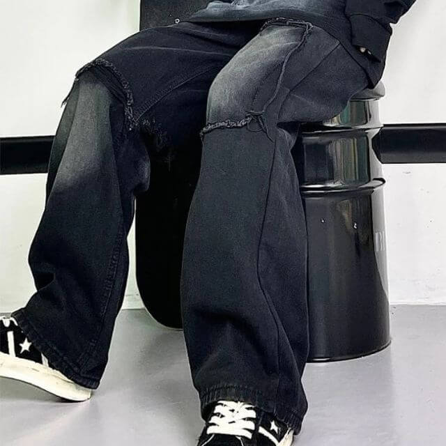 Maverick - Casual cargo trousers with frayed accents-DESTINY