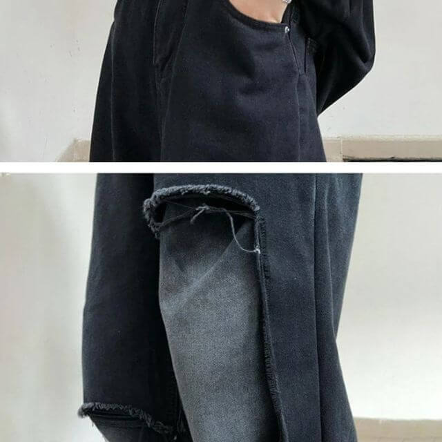 Maverick - Casual cargo trousers with frayed accents-DESTINY