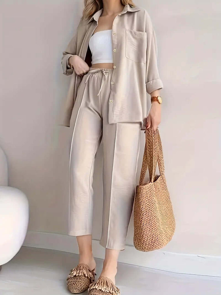 Set consisting of a button-down shirt and drawstring trousers-DESTINY